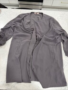 Philosophy Lightweight Open-Front Robe Cardigan in Slate Gray